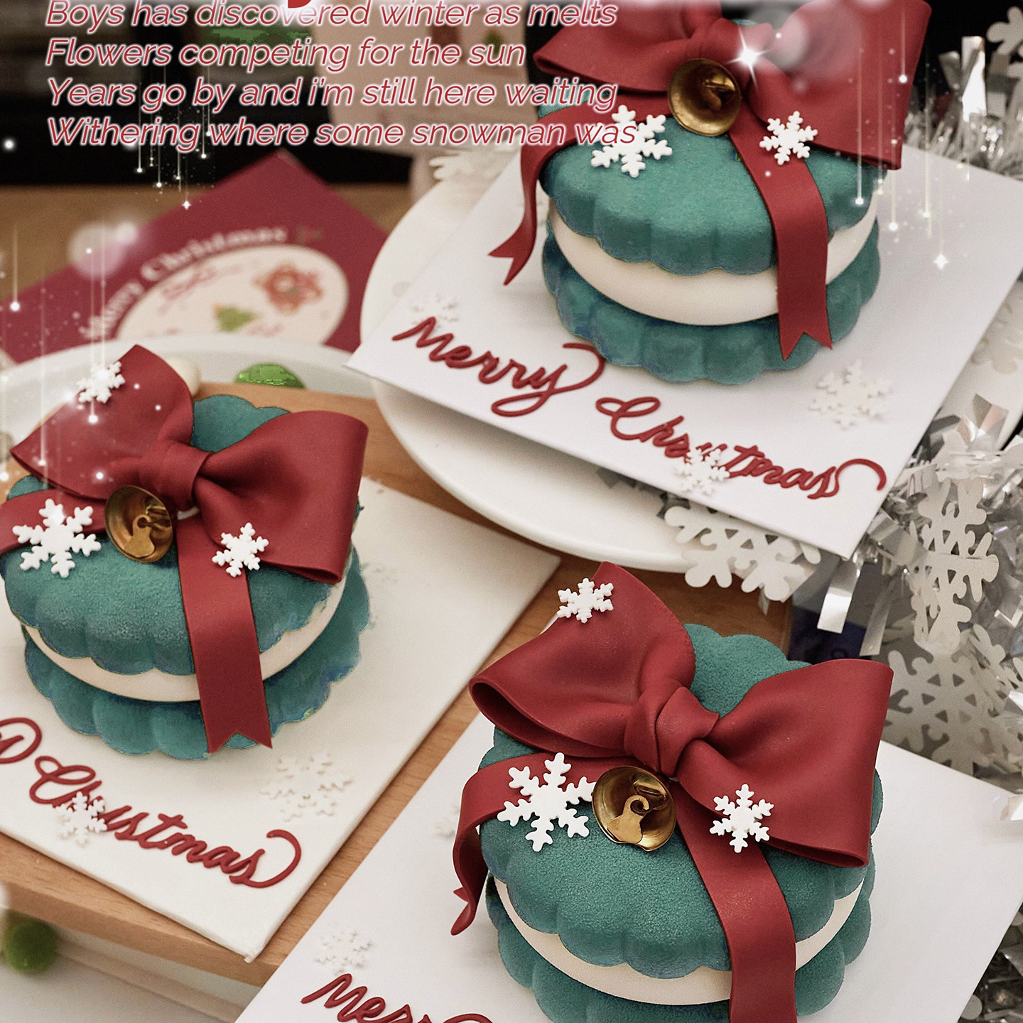 包邮圣诞节网红烘焙蛋糕硅胶夹心小饼干模具金色铃铛雪花插件