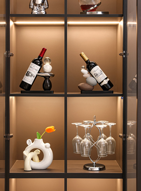 时来运转红酒架摆件酒柜电视柜轻奢高档红酒托杯家居餐边柜装饰品