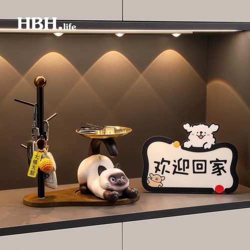 暹罗猫钥匙收纳玄关摆件高级感