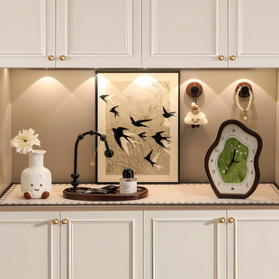 饰轻奢高级感 柜装 中古风入户钥匙收纳玄关摆件置物架装 饰画桌面鞋