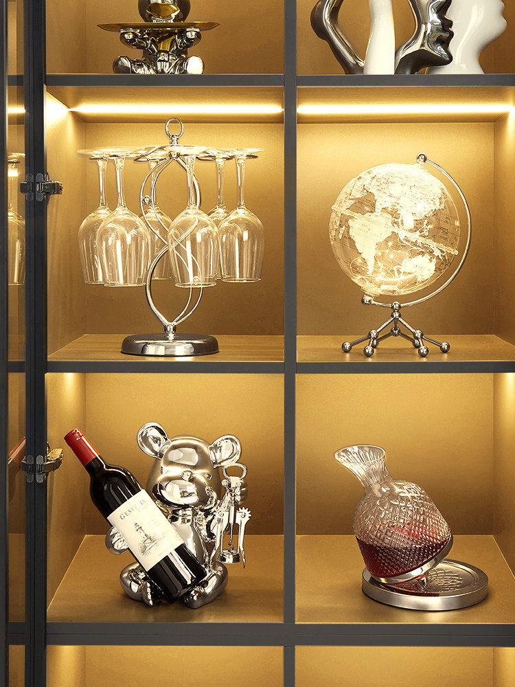 轻奢高档红酒架酒柜装饰品摆件现代高级感客厅电视餐边柜家居摆设