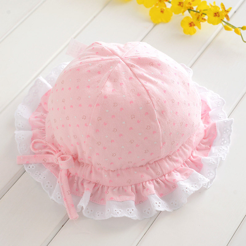 盛哲卡宝宝帽子春秋婴儿太阳帽子女纯棉春季1-2岁遮阳花边新生儿