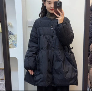 冬季新款设计师款韩版宽松中长款羽绒服女90%白鸭绒保暖外套5069