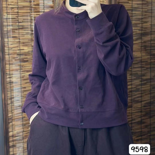 女新疆全棉外套立领单排扣长袖 复古100%棉衬衫 纯色上衣秋 新款 秋季