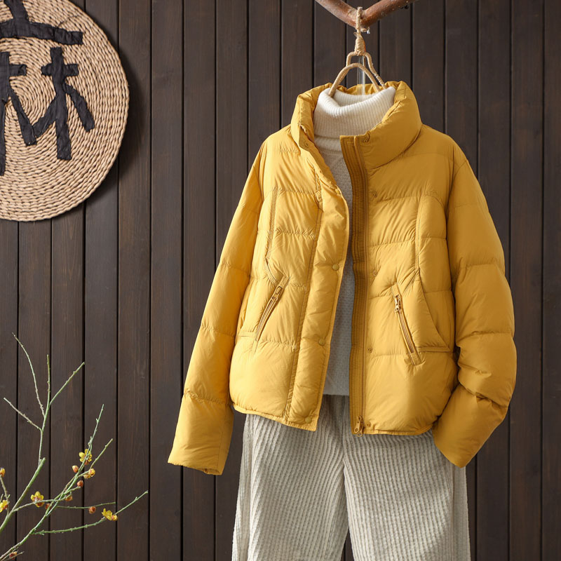 轻薄简约羽绒服女25秋冬时尚新款欧货立领小个子90鸭绒保暖短外套