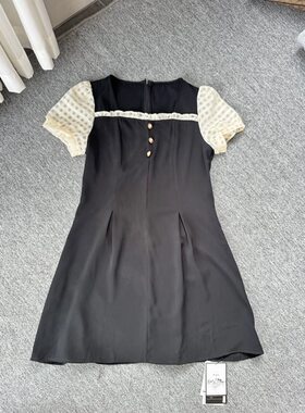 包邮 货号2120 实体店撤柜连衣裙 小香风拼色淑女短袖裙子 减龄风