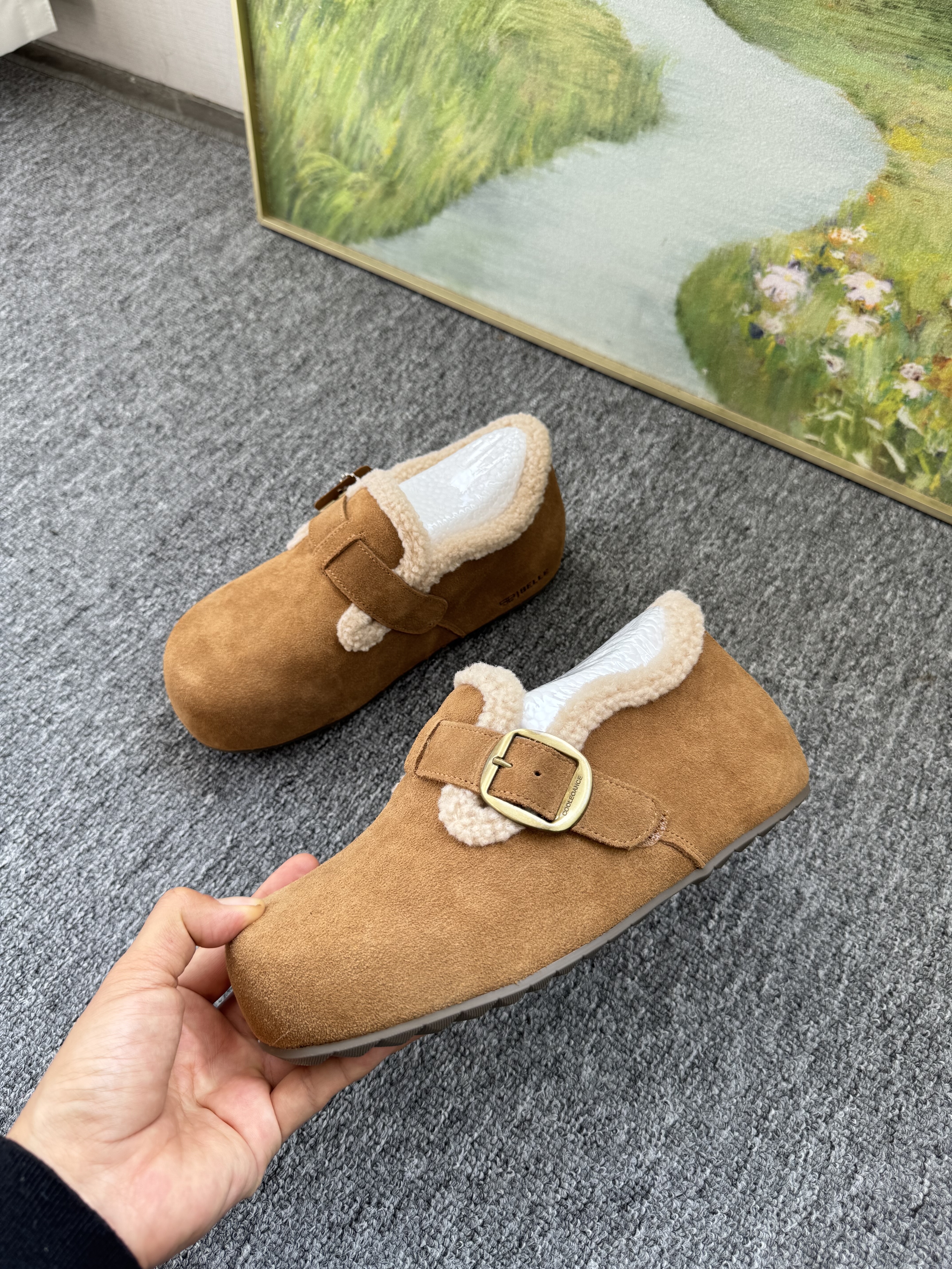 包邮 真皮4cm内增高厚底全麦吐司2代全包勃肯棉鞋冬季加绒雪地靴