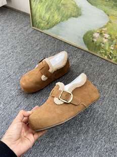 冬季 真皮4cm内增高厚底全麦吐司2代全包勃肯棉鞋 加绒雪地靴 包邮