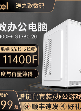 华硕 酷睿i5 10400/11400F/GTX1650 4G/512G M.2组装机电脑DIY兼容机网课学习整机LOL独显游戏/白色/吃鸡电脑