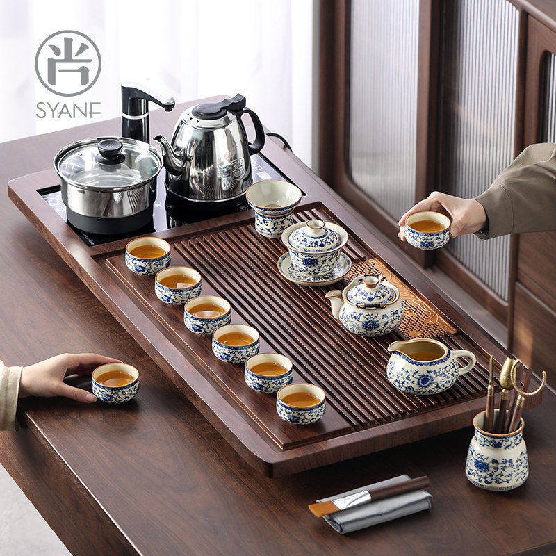 整套茶具套组家用办公室全自动烧水壶一体茶台汝窑功夫茶具全套
