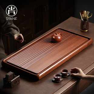 花梨木纯实木茶盘整块原木长方形客厅家用电木款高档茶托盘茶具