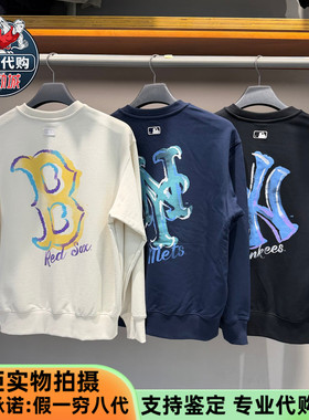 MLB男女情侣针织上衣2025款时尚街头风背标保暖套头卫衣3AMTB3254