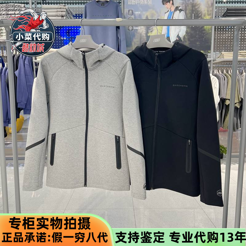 斯凯奇男装舒适耐穿针织连帽外套