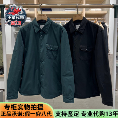 法国鳄鱼男保暖绗缝衬衫翻领棉服