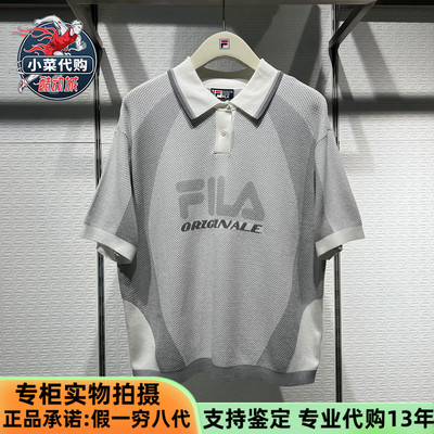 斐乐女子翻领柔软舒适短袖编织衫