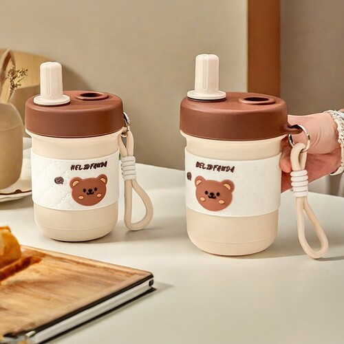 粗吸管杯保温杯豆浆杯304不锈钢带茶隔早餐杯食品级上班族汤杯女