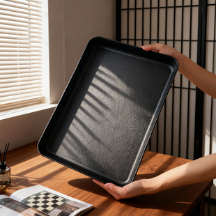 托盘长方形茶盘下午茶餐盘餐厅咖啡木纹点心盘水杯收纳盘泡茶盘子