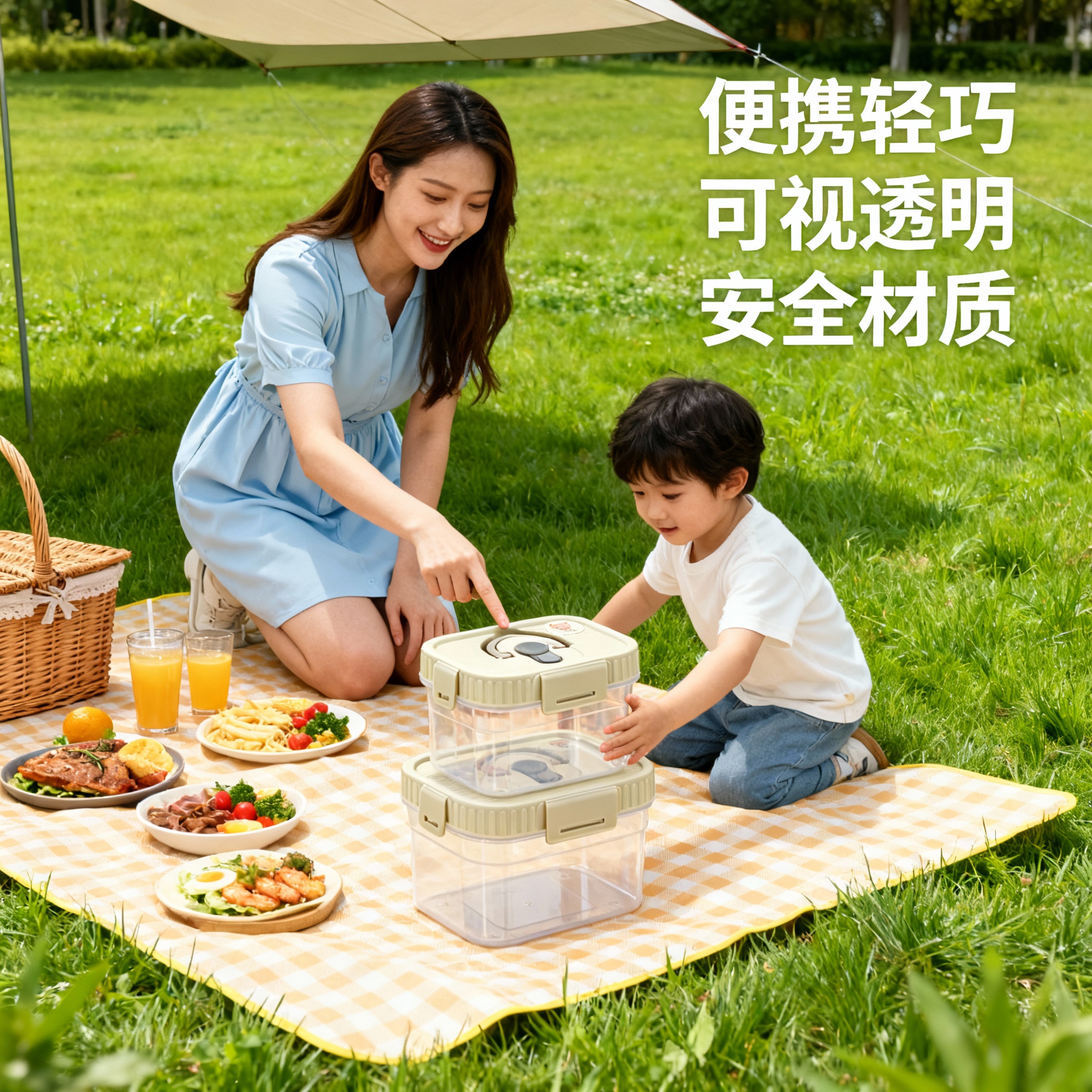 保鲜盒食品级PP硅胶密封透明户外野餐厨房收纳上班族儿童多用