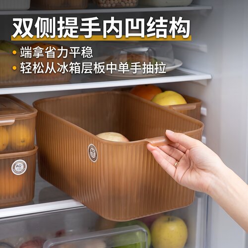 冰箱收纳盒抗菌PP食物保鲜高透可视冷藏储物盒冰箱冷藏分类整理