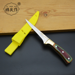 梓庆作彩木柄剔骨刀手工锻打卖肉刀屠宰肉联刀具分割刀家用剃肉刀