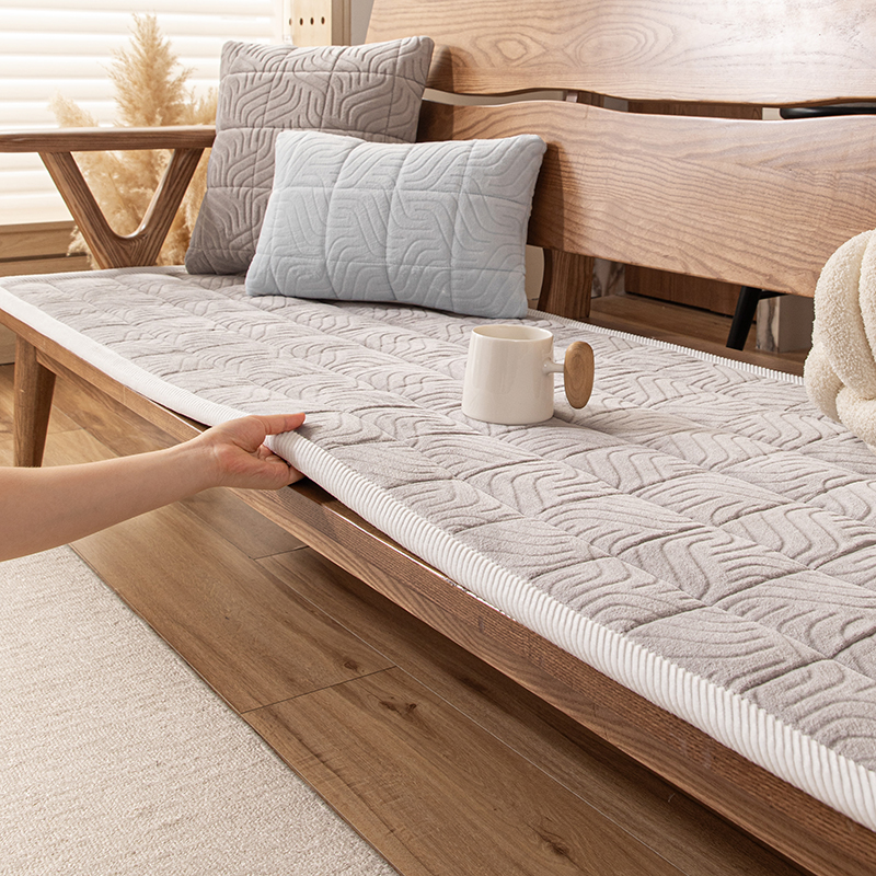 冬季加厚沙发垫防滑毛绒保暖可机洗耐磨不掉毛实木沙发坐垫盖布巾