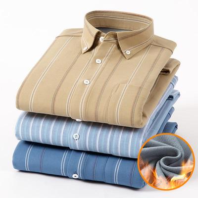 保罗长袖加绒加厚休闲保暖衬衫