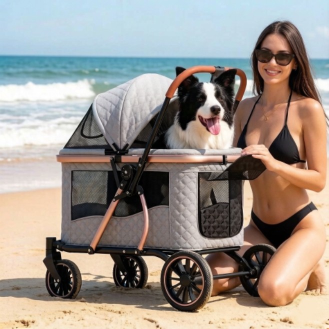 大型巨型犬宠物推车边牧金毛出行