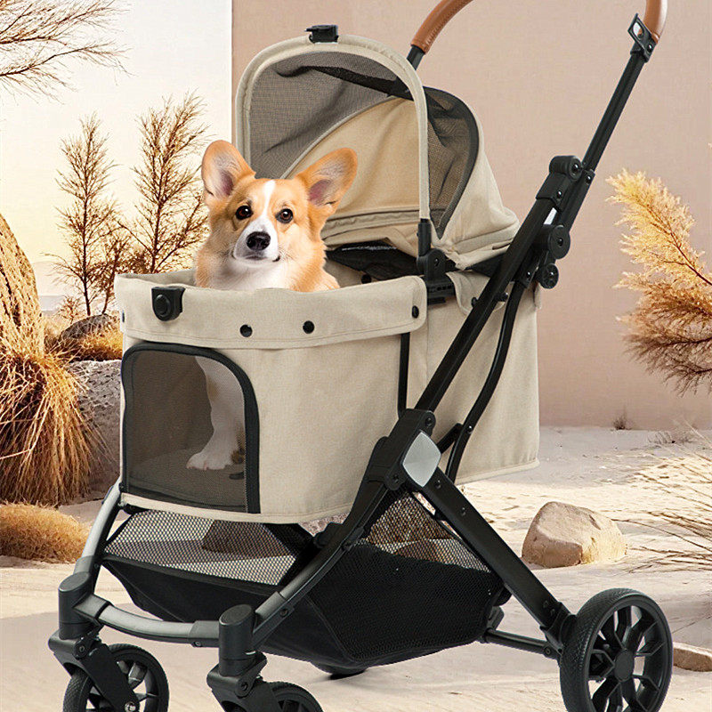 柯基出行推车dog Pet Stroller拖车泰迪博美中小型犬旅行折叠车子