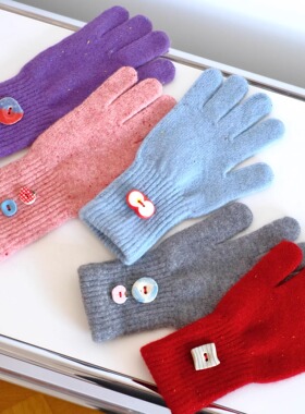 BLEU et ROSE【纽扣】秋冬羊毛手套保暖日本手作纽扣限量柔软触屏