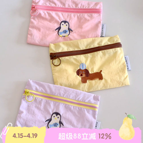 BLEU et ROSE【ZOO】原创ins刺绣旅行洗漱包收纳袋证件化妆包笔袋