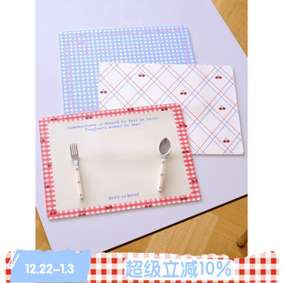 少女心事 ROSE 原创可爱格纹餐垫防水隔热电脑鼠标垫pu BLEU