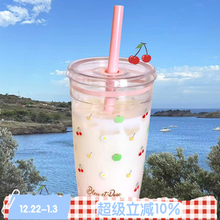 法式 BLEU 南法假日 ROSE 大容量Tritan吸管水杯咖啡杯随行杯