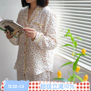 睡衣套装 ROSE 原创日系家居服全棉碎花长袖 软绵绵 BLEU