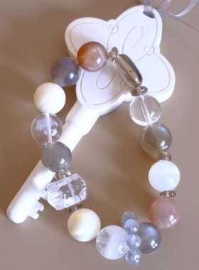 BLEU et ROSE【晨雾】原创清冷天然水晶手链白水晶月光石茶晶手串