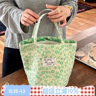 原创新中式 BLEU 杏花包 ROSE 双面提花水桶包大容量帆布袋