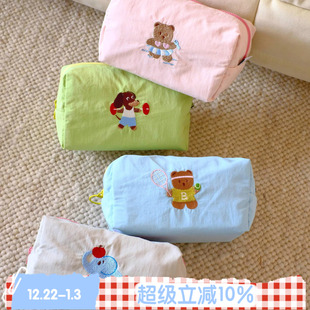 方块化妆包 ROSE 原创卡通刺绣防水旅行洗漱包收纳便携 BLEU