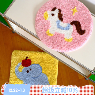 新色可爱簇绒植绒防滑四季 BLEU 圈圈坐垫 ROSE 办公室椅垫