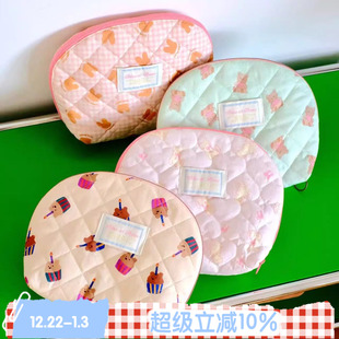 动物家族 ROSE 原创可爱化妆包旅行收纳袋贝壳包圆饼 BLEU