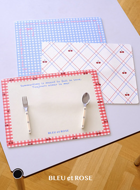 BLEU et ROSE【少女心事】原创可爱格纹餐垫防水隔热电脑鼠标垫pu