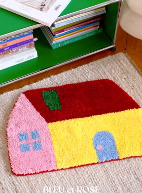 BLEU et ROSE【奇妙屋】原创卡通坐垫房子植绒地毯卧室防滑办公室