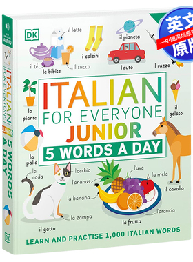英文原版 Italian for Everyone Junior 5 Words a Day DK人人学意大利语 每天5个单词 进口正版原版书籍