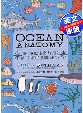 预售英文原版 海洋解剖学 Ocean Anatomy 自然 Julia Rothman 科普读物 鱼类、鲨鱼、海藻、珊瑚礁、海豹 进口正版书籍