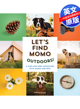 英文原版 寻找莫莫：户外 边牧 Andrew Knapp Let's Find Momo Outdoors! 让我们找到莫莫 Momo与Boo 儿童互动摄影书