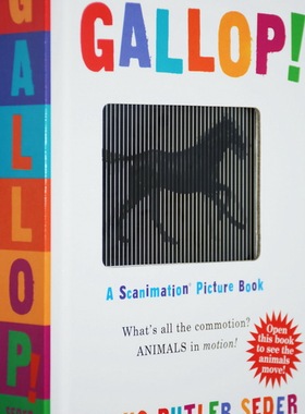 英文原版 光与影视觉3D立体动画书系列 Gallop!: A Scanimation Picture Book 马步！动画效果翻翻纸板书 低幼儿童启蒙读物