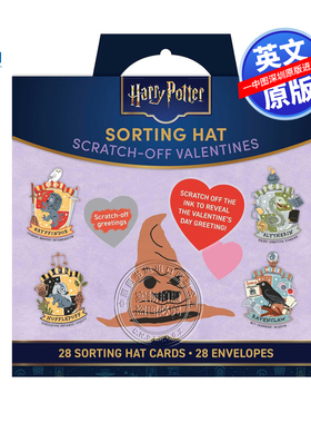 预售英文原版 哈利波特 分院帽刮刮卡套装 含28张卡片和配套信封 节日礼物 Harry Potter: Sorting Hat Scratch-Off Valentines