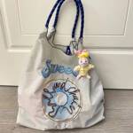 日本代购ballchain高圆圆同款甜甜圈大容量帆布女包斜挎袋单肩包