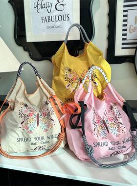 日本代购ballchain新款摩托 托兔子休闲手提刺绣购物袋单肩斜跨手