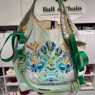 日本代购 刺绣孔雀包2025大容量单肩包斜挎包 ballchain高圆圆同款
