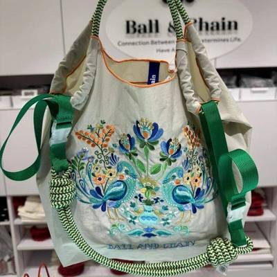 日本代购ballchain高圆圆同款刺绣孔雀包2025大容量单肩包斜挎包