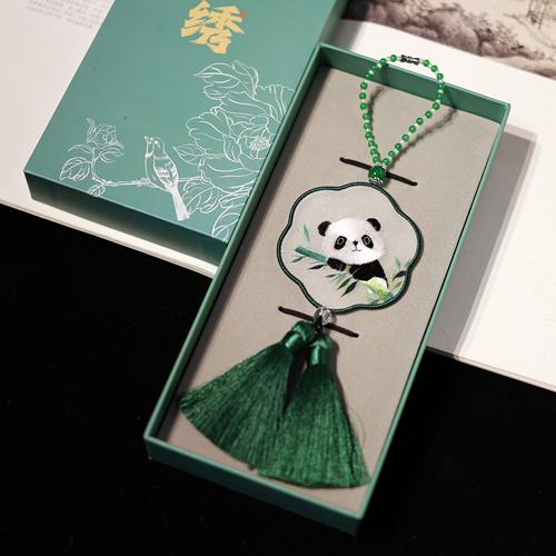 高档礼品刺绣真丝流苏汽车挂件